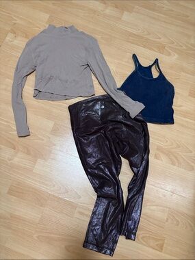 2 lululemon athletica pieces and a free people Navy Ribbed Racerback Tank